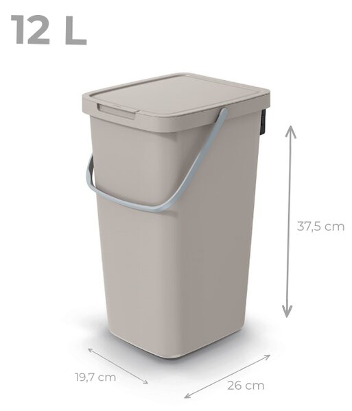 Prosperplast Závesný odpadkový kôš s vekom SYSTEMA Q, 12 l, 26 x 20 x 37,5 cm béžová