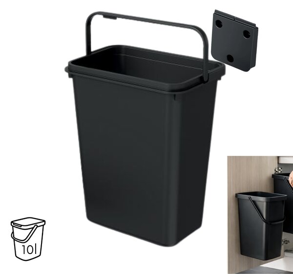 Prosperplast Závesný odpadkový kôš SYSTEMA BASIC, 10 l, 27 x 18 x 33cm, čierny