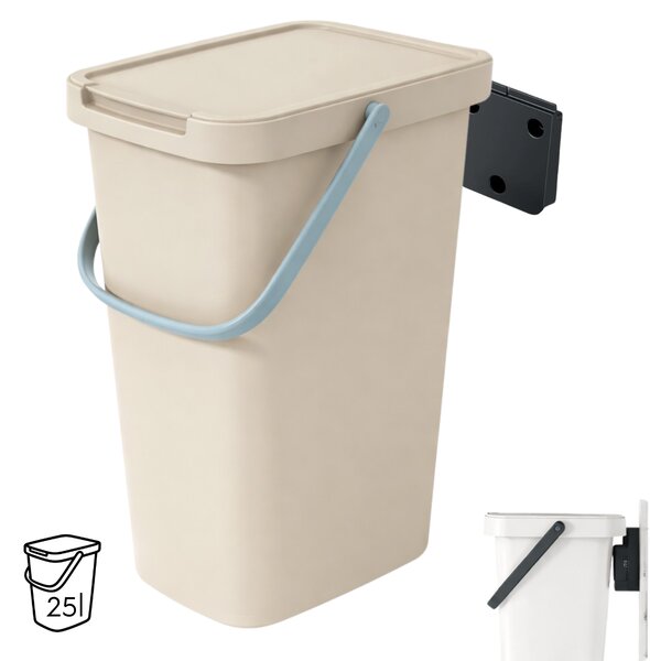 Prosperplast Závesný odpadkový kôš s vekom SYSTEMA Q, 25 l, 30 x 26 x 48,5 cm béžová