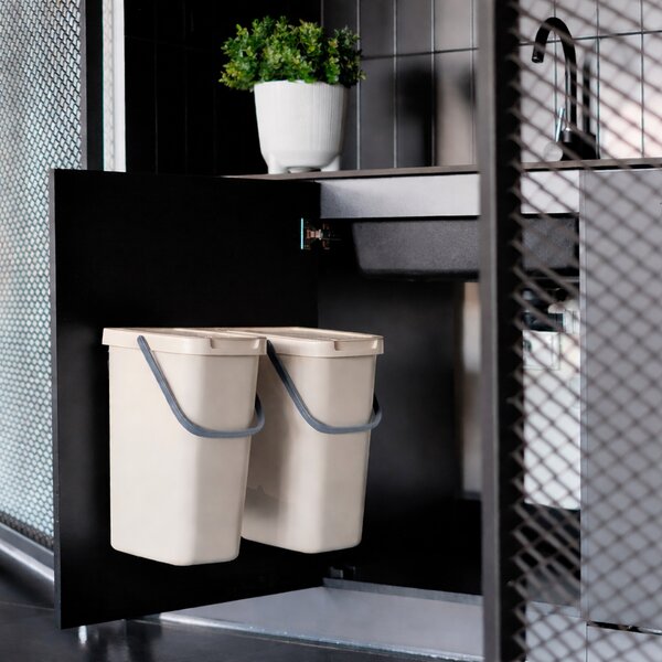 Prosperplast Závesný odpadkový kôš s vekom SYSTEMA Q, 25 l, 30 x 26 x 48,5 cm béžová