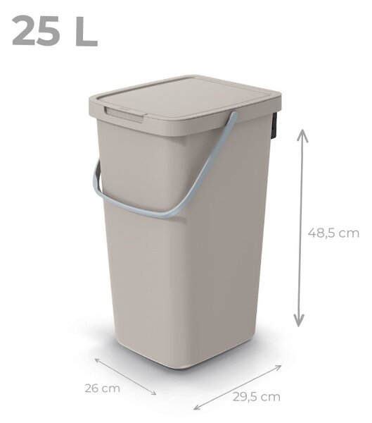 Prosperplast Závesný odpadkový kôš s vekom SYSTEMA Q, 25 l, 30 x 26 x 48,5 cm béžová