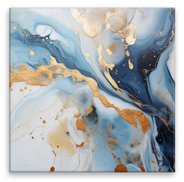 Obraz na plátne - Modro zlatý mramor - 40x40 cm
