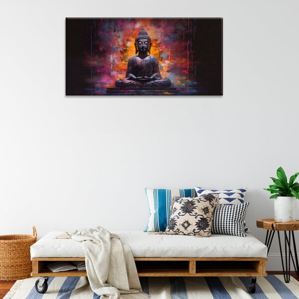 Obraz na plátne - Budha pred chrámom - 60x30 cm