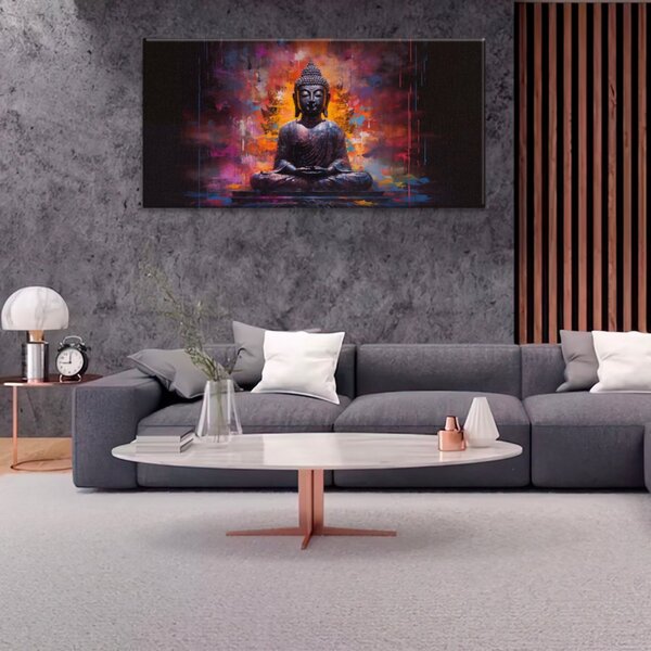 Obraz na plátne - Budha pred chrámom - 60x30 cm