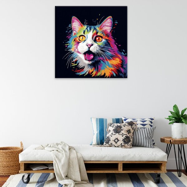 Obraz na plátne - Mačka pop-art - 40x40 cm
