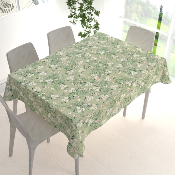 Biante Bavlnený obdĺžnikový obrus Sandra SA-793 Žlto-oranžové kvety na zelenom 50x100 cm
