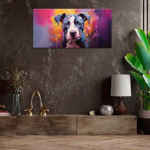 Obraz na plátne - Pitbul v neóne - 60x30 cm
