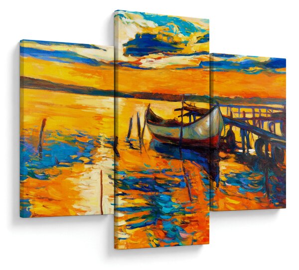 Obraz - Loďka pri západe slnka (90x60 cm)