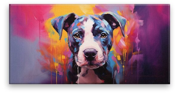 Obraz na plátne - Pitbul v neóne - 60x30 cm