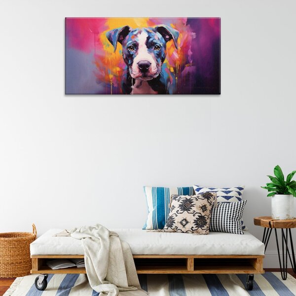 Obraz na plátne - Pitbul v neóne - 60x30 cm