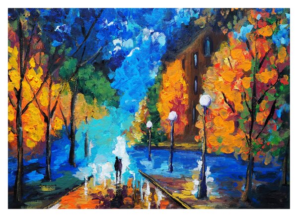 Obraz - Milenci, Pointilizmus (70x50 cm)