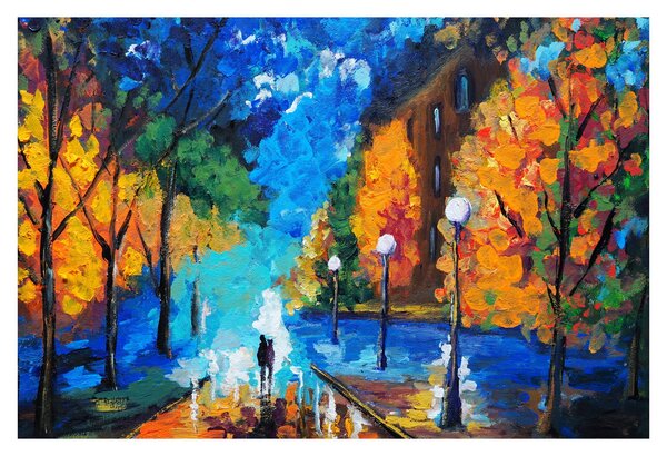 Obraz - Milenci, Pointilizmus (90x60 cm)