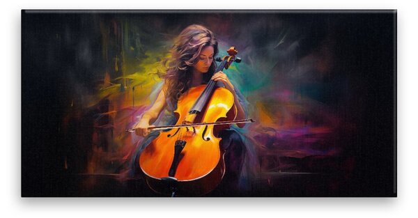 Obraz na plátne - Hrá na cello - 60x30 cm