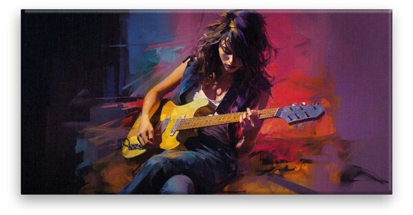 Obraz na plátne - S elektrickou gitarou - 60x30 cm