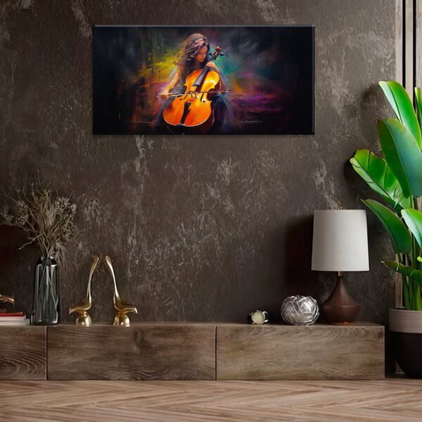 Obraz na plátne - Hrá na cello - 60x30 cm