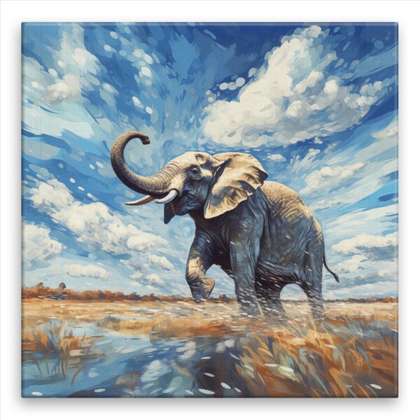 Obraz na plátne - Slon v savaně - 40x40 cm