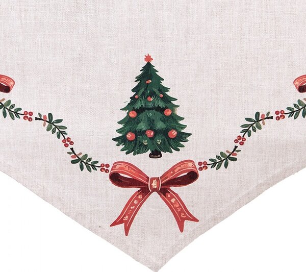Béžový bavlnený behúň so stromčekmi Christmas Harmony - 50*160 cm - Clayre & Eef