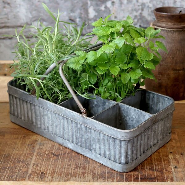 Plechový antik box s rukoväťou a 8 priehradkami Old French - 41*20*10 cm - Chic Antique