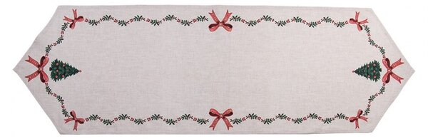 Béžový bavlnený behúň so stromčekmi Christmas Harmony - 50*160 cm - Clayre & Eef