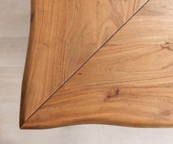 DELIFE Písací stôl Live-Edge 170x170 akácia prírodná podstava strieborná hrana