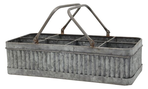Plechový antik box s rukoväťou a 8 priehradkami Old French - 41*20*10 cm - Chic Antique