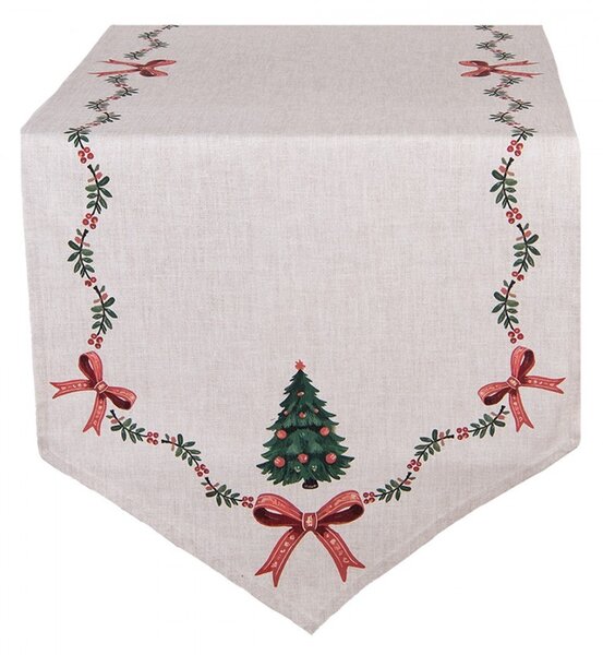 Béžový bavlnený behúň so stromčekmi Christmas Harmony - 50*160 cm - Clayre & Eef