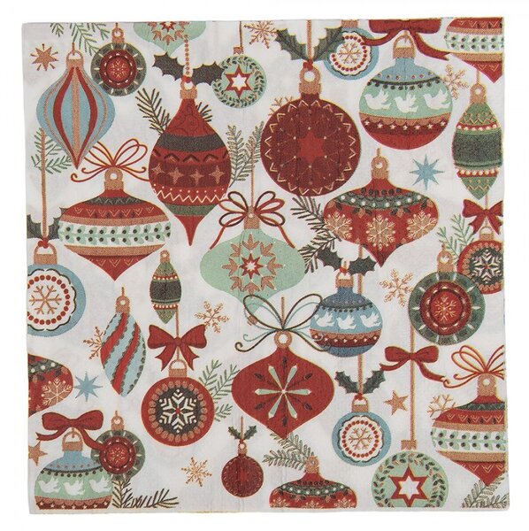 Vianočné papierové obrúsky s vianočnými bankami - 33*33 cm (20ks) - Clayre & Eef