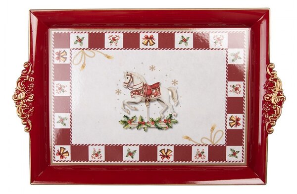 Vianočný servírovací podnos vianočný koník - 41*26*3 cm - Clayre & Eef