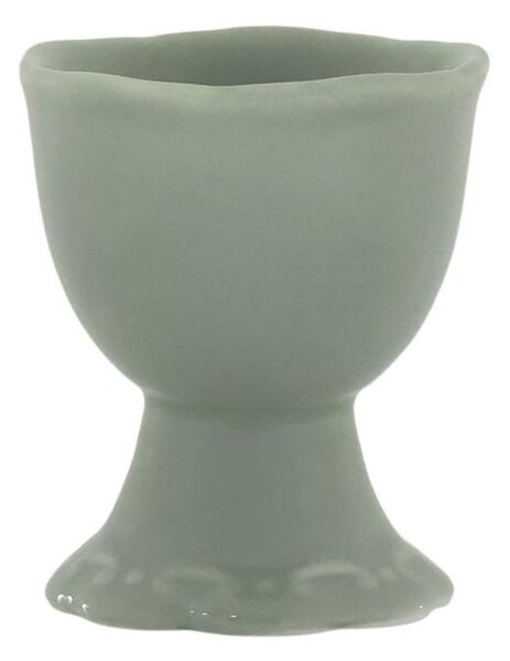 Zelený porcelánový kalíšok na vajíčko s čipkou Provence lace verte - 5*6 cm - Chic Antique