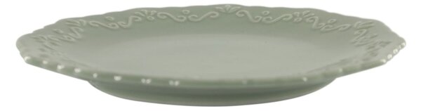 Zelený porcelánový dezertný tanier s čipkou Provence lace verte - Ø 19 cm - Chic Antique