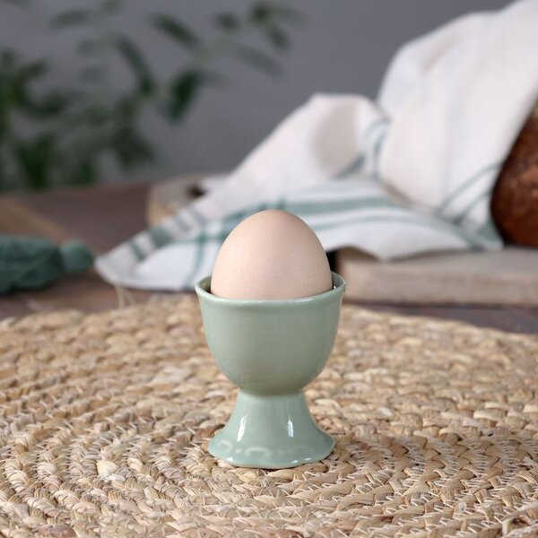 Zelený porcelánový kalíšok na vajíčko s čipkou Provence lace verte - 5*6 cm - Chic Antique