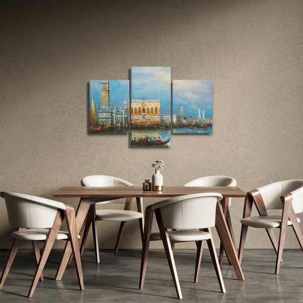 Obraz - Gondola prechádzajúca Benátkami, olejomaľba (90x60 cm)