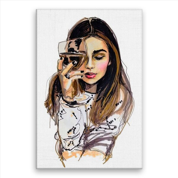 Obraz na plátne - S pohárom vína - 40x60 cm