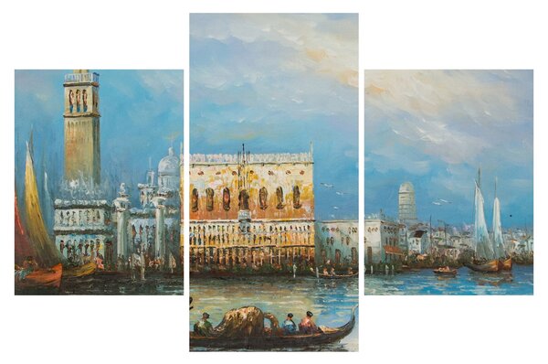 Obraz - Gondola prechádzajúca Benátkami, olejomaľba (90x60 cm)