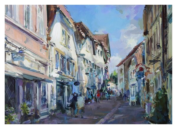 Obraz - Ulička starého mesta, akrylová maľba (70x50 cm)