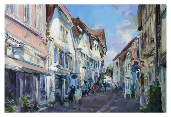 Obraz - Ulička starého mesta, akrylová maľba (90x60 cm)