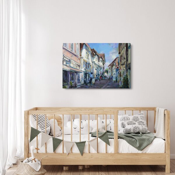 Obraz - Ulička starého mesta, akrylová maľba (90x60 cm)