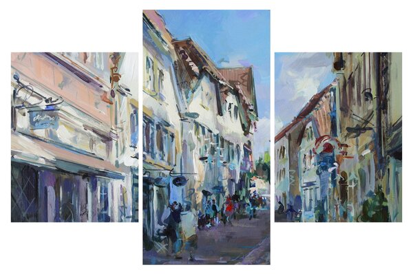 Obraz - Ulička starého mesta, akrylová maľba (90x60 cm)