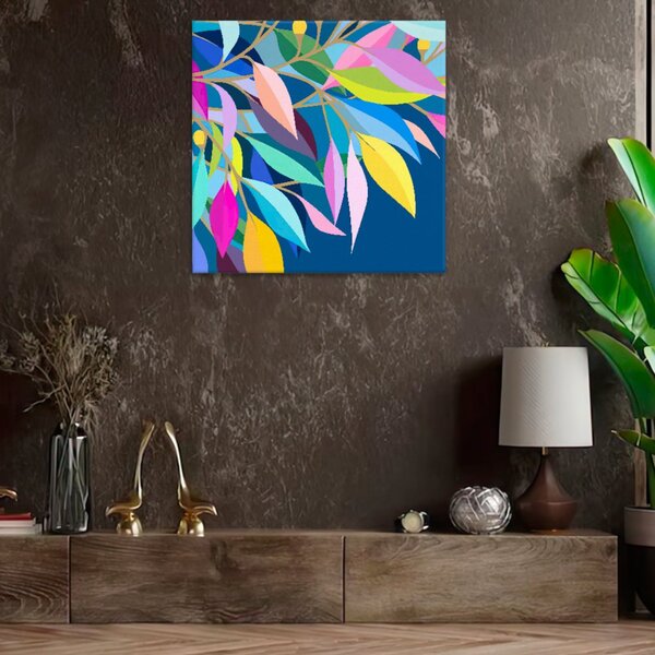 Obraz na plátne - Dúhové lístie - 40x40 cm