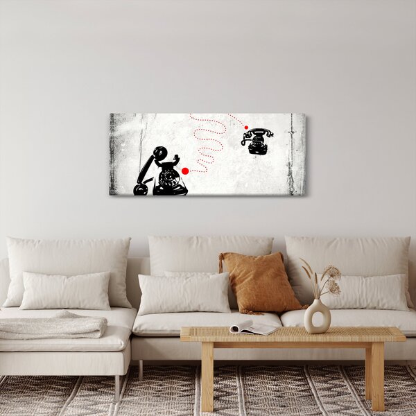 Obraz - Kresba telefónu na štýl Banksyho (120x50 cm)