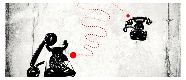 Obraz - Kresba telefónu na štýl Banksyho (120x50 cm)