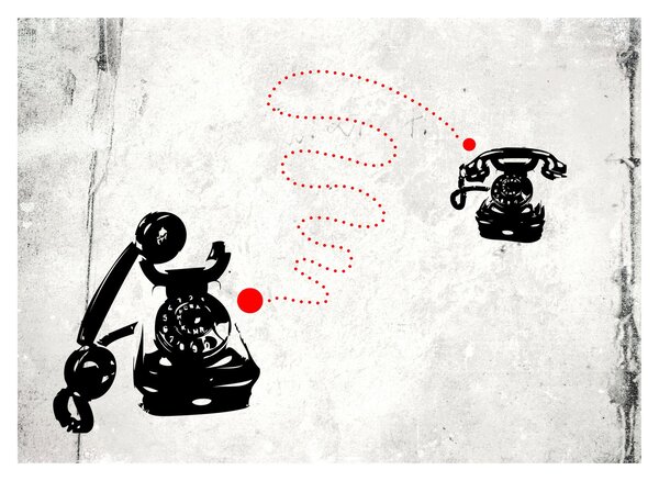 Obraz - Kresba telefónu na štýl Banksyho (70x50 cm)