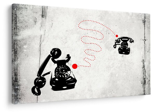 Obraz - Kresba telefónu na štýl Banksyho (90x60 cm)