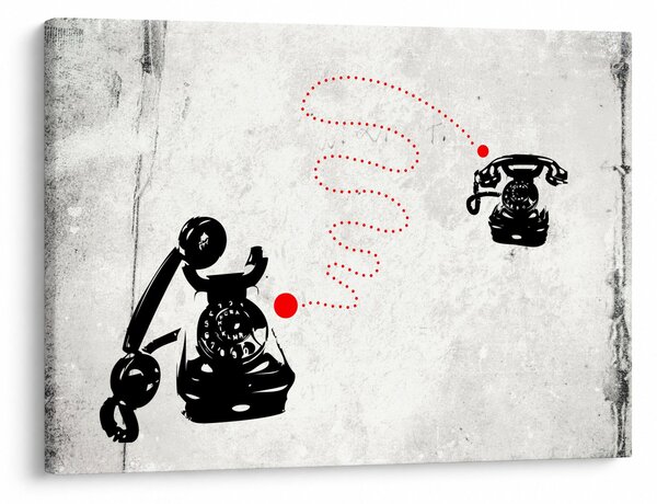 Obraz - Kresba telefónu na štýl Banksyho (70x50 cm)