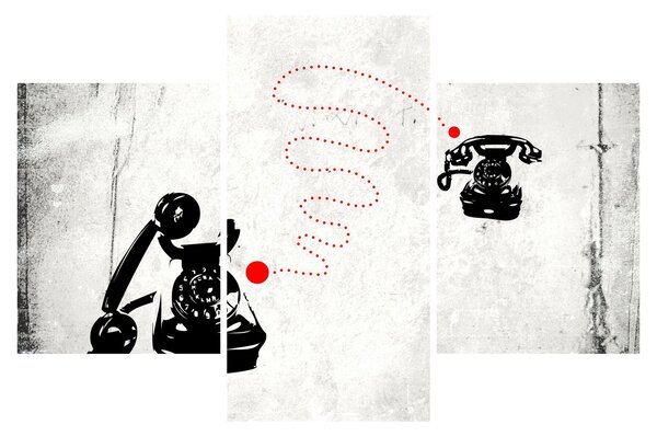 Obraz - Kresba telefónu na štýl Banksyho (90x60 cm)