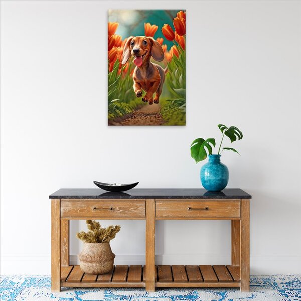 Obraz na plátne - Šťastný jazvečík - 40x60 cm