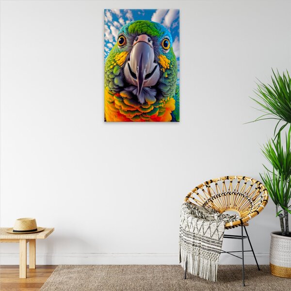 Obraz na plátne - Zvedavý papagáj - 40x60 cm