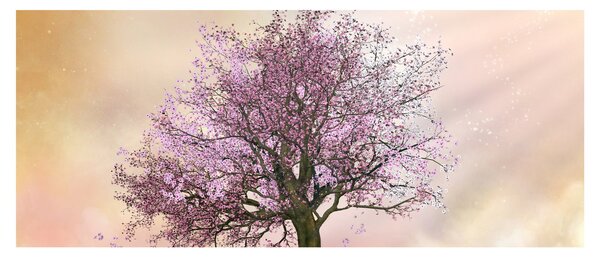 Obraz rozkvitnutého stromu na vrchole kopca (120x50 cm)