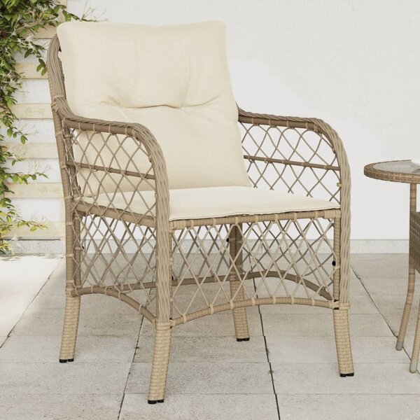 Záhradné stoličky s podložkami 2 ks béžové polyratan