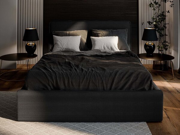 Manželská čalúnená posteľ s úložným priestorom Parmelia 140x200 - čierna